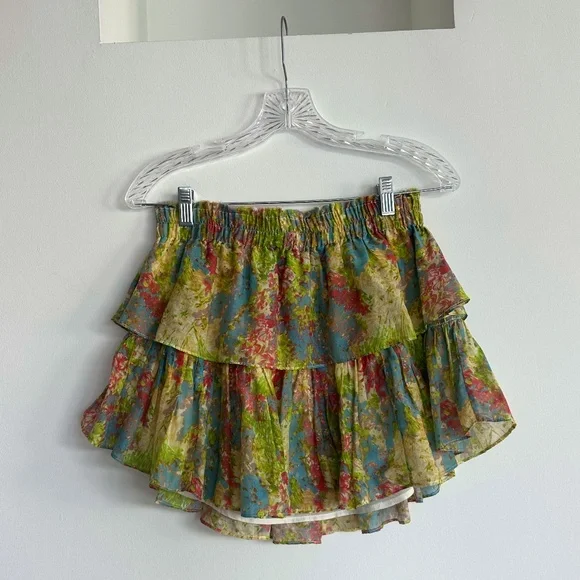 LoveShackFancy Ruffle Mini Skirt in Pastel Fields - Picture 1 of 9